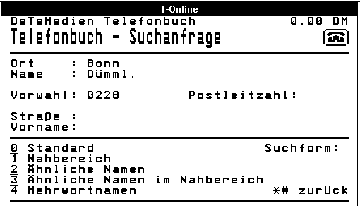 T-Online - Suchanfrage